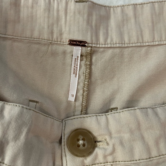 FREE PEOPLE Cream Striped Wide Leg Cropped Utility Pants 10 - Picture 4 of 11